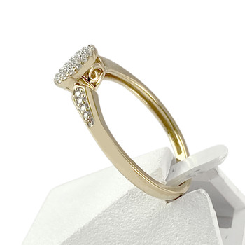 Tweedehands gouden ring 375 2 toon diamanten