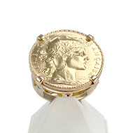 Bague porte pièce d'occasion or 750 jaune