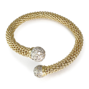 Tweedehands armband goud 750 gele zirkonia's 65 mm