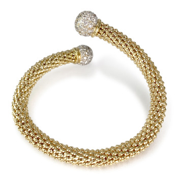 Tweedehands armband goud 750 gele zirkonia's 65 mm