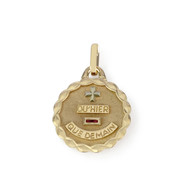 Médaille AUGIS d'occasion or 750 jaune rubis synthétiques