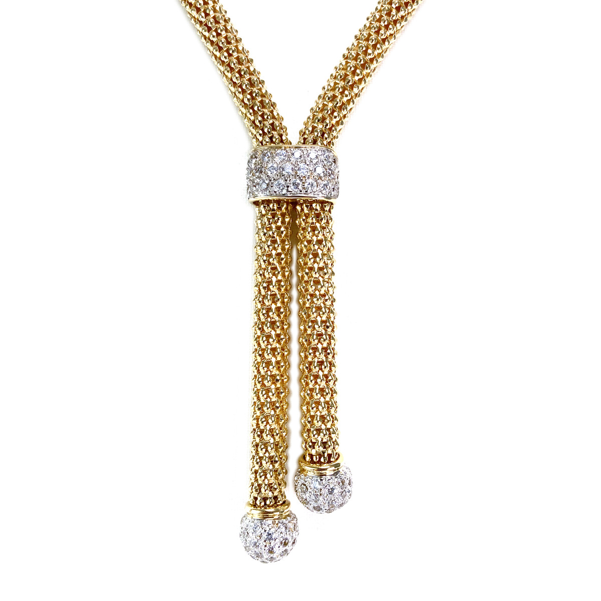 Collier d'occasion or 750 jaune zirconias 42 cm