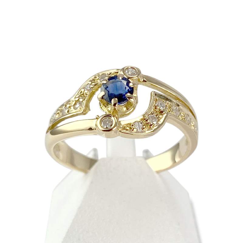 Bague d'occasion or 750 jaune saphir diamants - vue 1