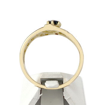 Tweedehands goud 750 gele saffier diamanten ring