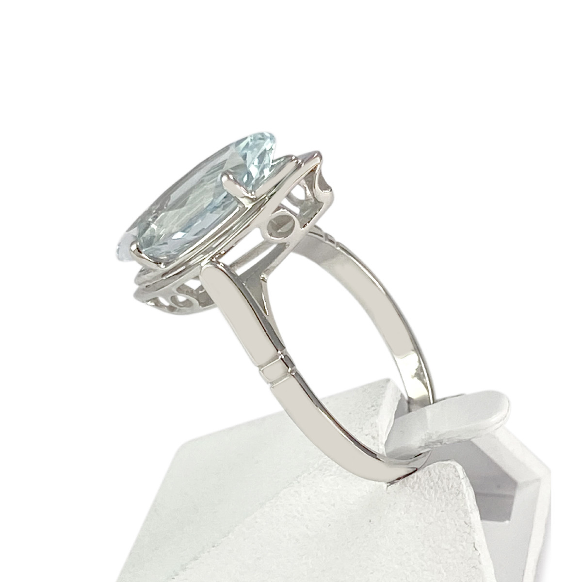 Bague d'occasion or 750 blanc aigue-marine - vue 2