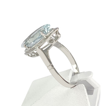 Bague d'occasion or 750 blanc aigue-marine