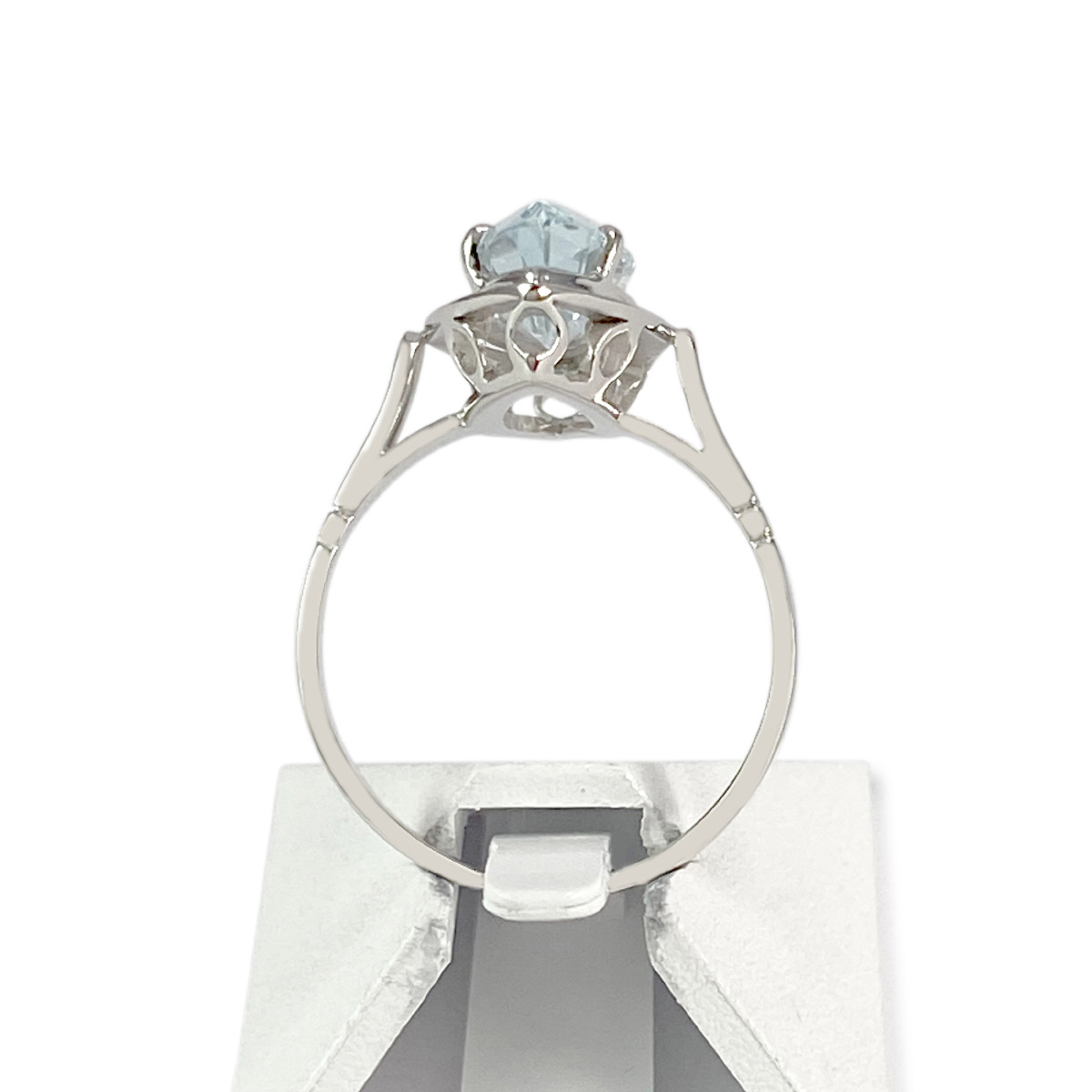 Bague d'occasion or 750 blanc aigue-marine - vue 3