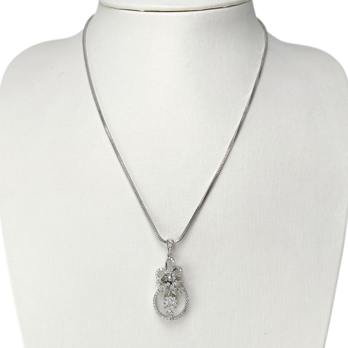 Collier d'occasion or 750 blanc diamant 45cm - vue 2