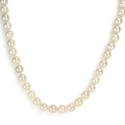 Collier d'occasion choker or 750 jaune perle de culture du japon 58cm - vue 1