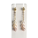 Boucles d'oreilles d'occasion or 750 jaune perles de culture de Chine - vue 1