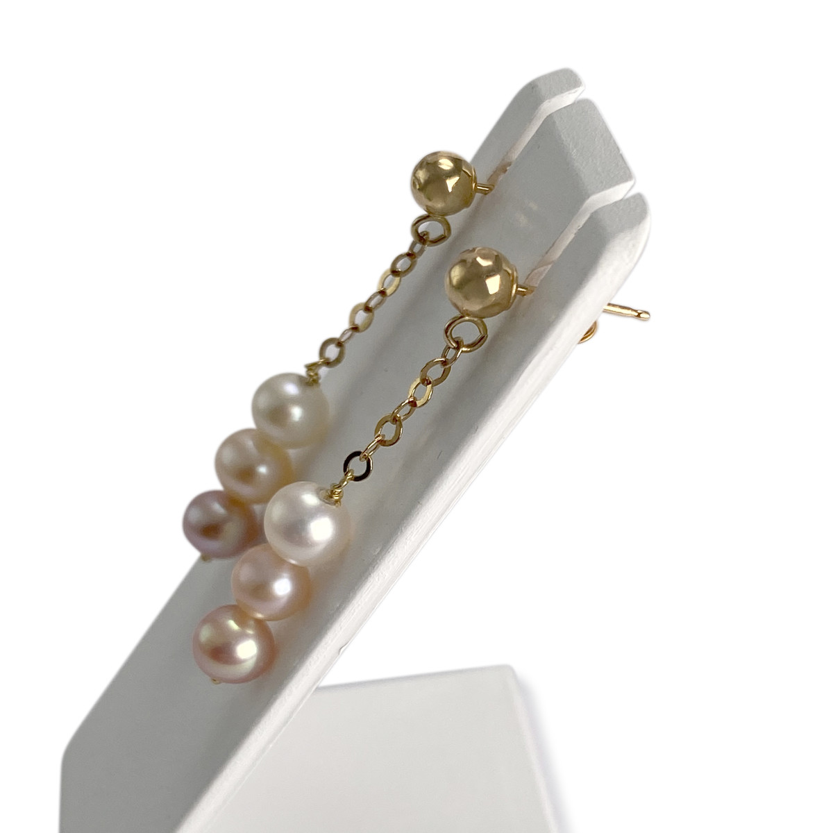 Boucles d'oreilles d'occasion or 750 jaune perles de culture de Chine - vue 2