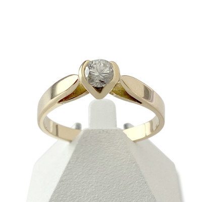 Solitaire d'occasion or 750 jaune diamant - vue 1