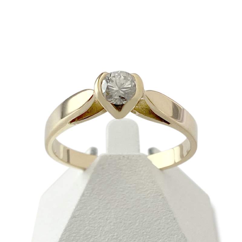 Solitaire d'occasion or 750 jaune diamant - vue 1