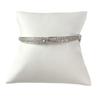 Bracelet jonc d'occasion or 375 blanc zirconias