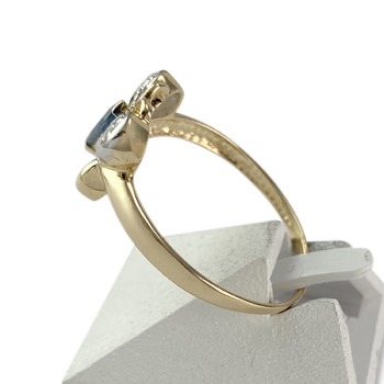 Bague d'occasion or 750 jaune et rhodié diamants saphir