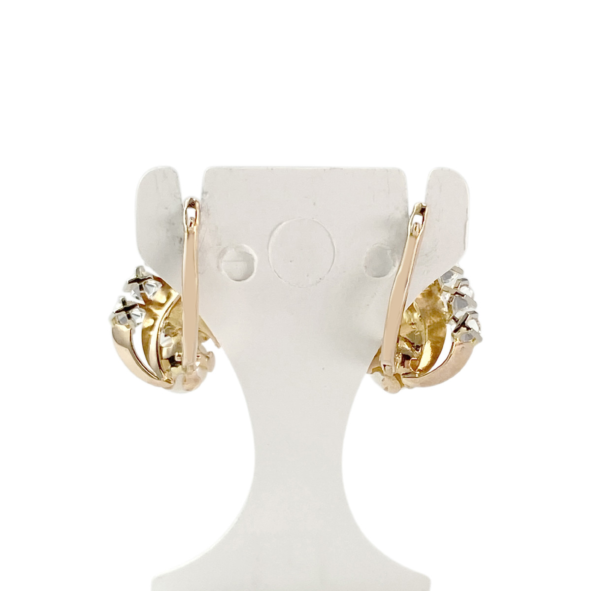 Boucles d'oreilles d'occasion or 750 jaune perles de culture pierres blanches - vue 3