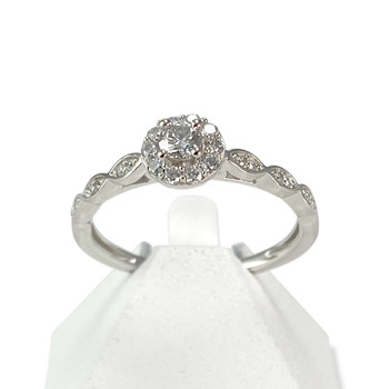 Tweedehands goud 750 witte diamanten ring