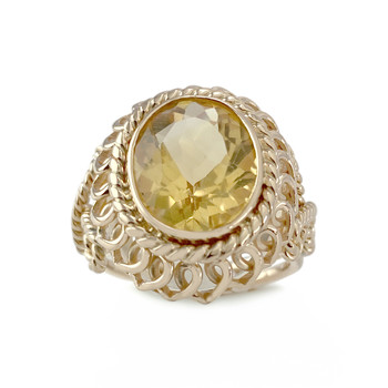 Tweedehands 750 gouden citrien ring