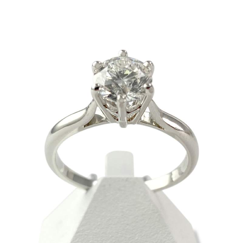 Solitaire d'occasion or 585 blanc diamant 1.32 carat - vue 1