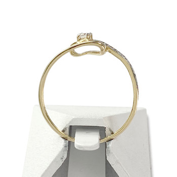 Tweedehands 750 geelgouden en gerhodineerde zirkonia ring