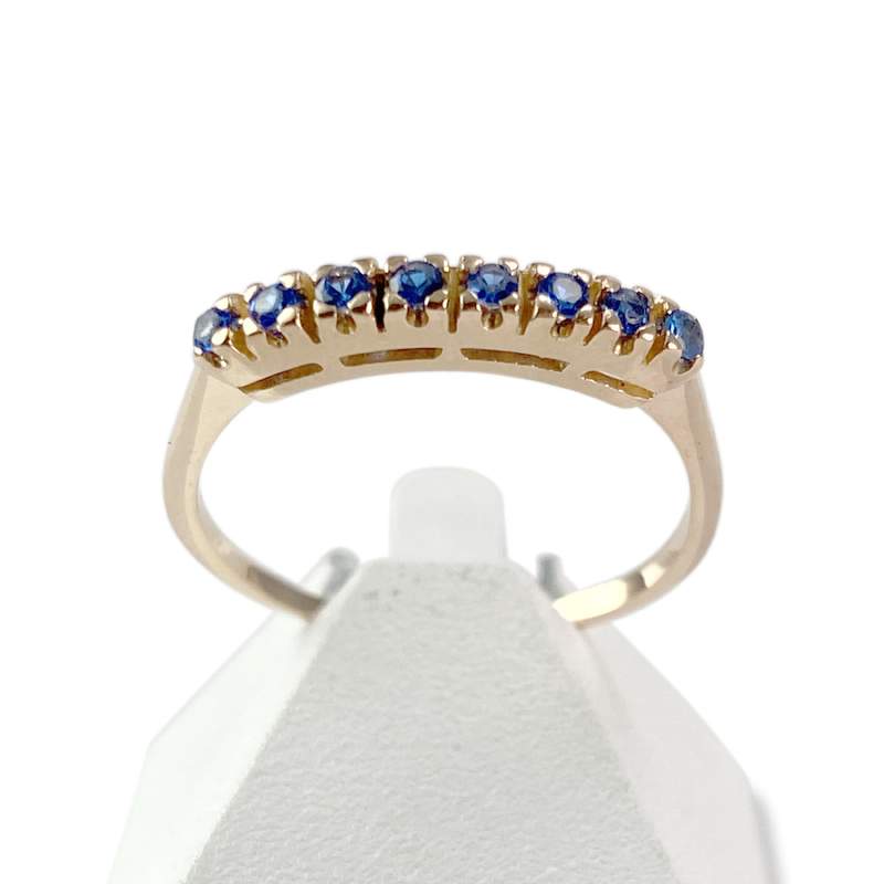 Bague d'occasion or 750 jaune zirconias bleus - vue 1