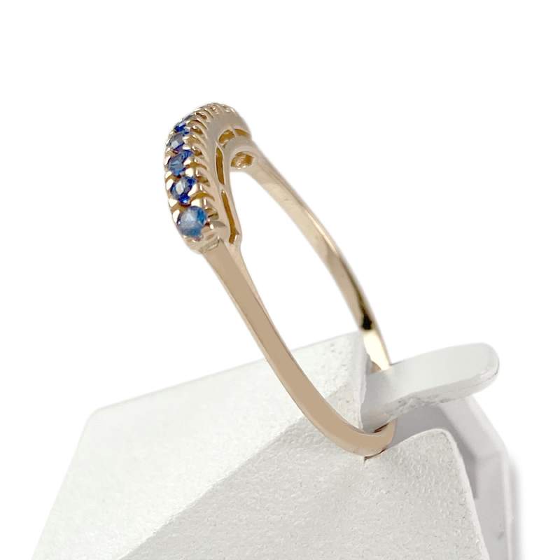 Bague d'occasion or 750 jaune zirconias bleus - vue 2