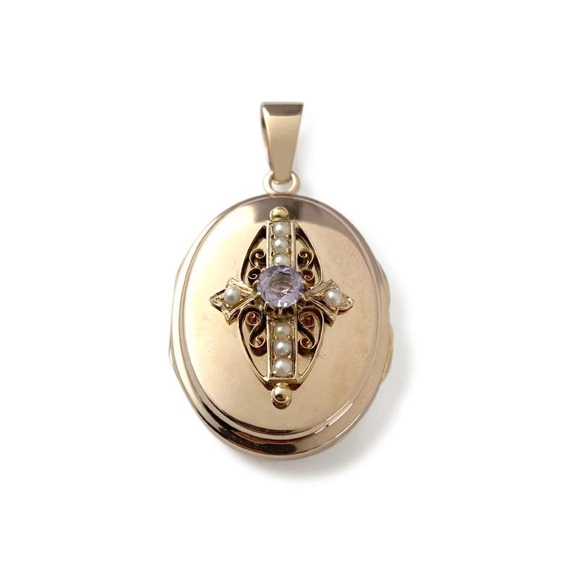 Pendentif d'occasion or 750 jaune améthyste perles - vue 1