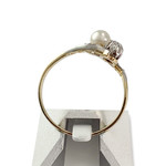 Bague d'occasion or 750 jaune et rhodié diamants perle de culture et perle blanche - vue 3