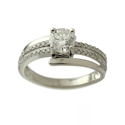 Bague d'occasion or 750 blanc diamants - vue 1