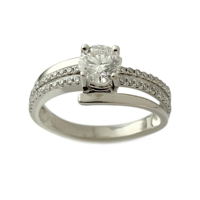 Bague d'occasion or 750 blanc diamants - vue 1