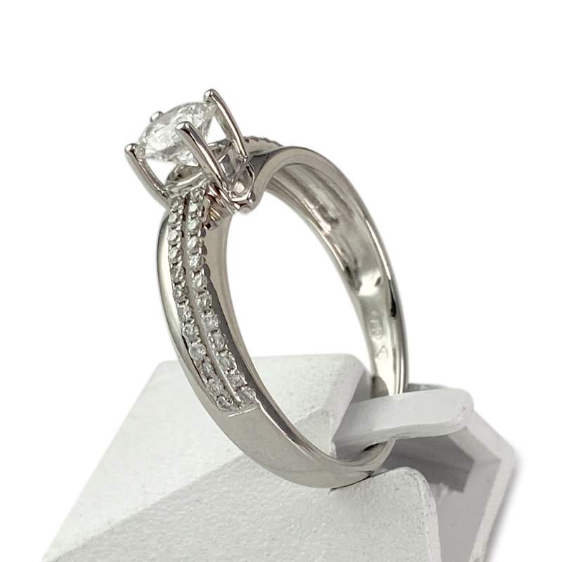 Bague d'occasion or 750 blanc diamants - vue 2