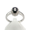 Bague d'occasion or 750 blanc saphir ovale et diamants - vue V1