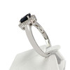 Bague d'occasion or 750 blanc saphir ovale et diamants - vue V2