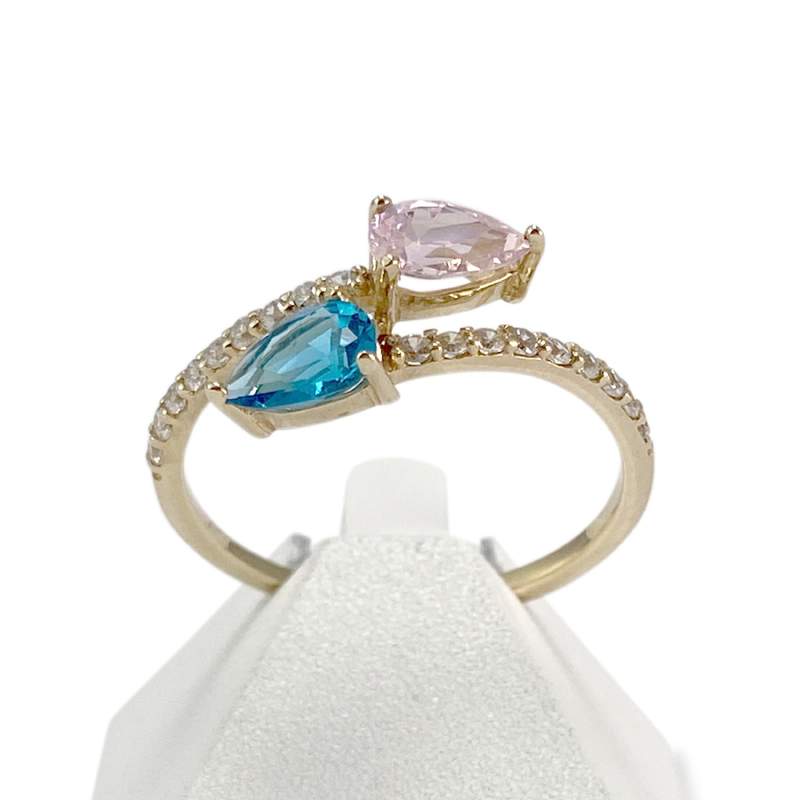 Pre-owned 14K yellow gold ring with zirconia - view 1
