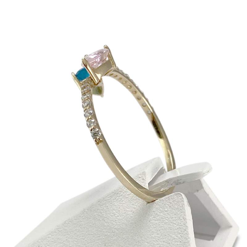 Second-hand gold ring 375 yellow zirconia - view 2