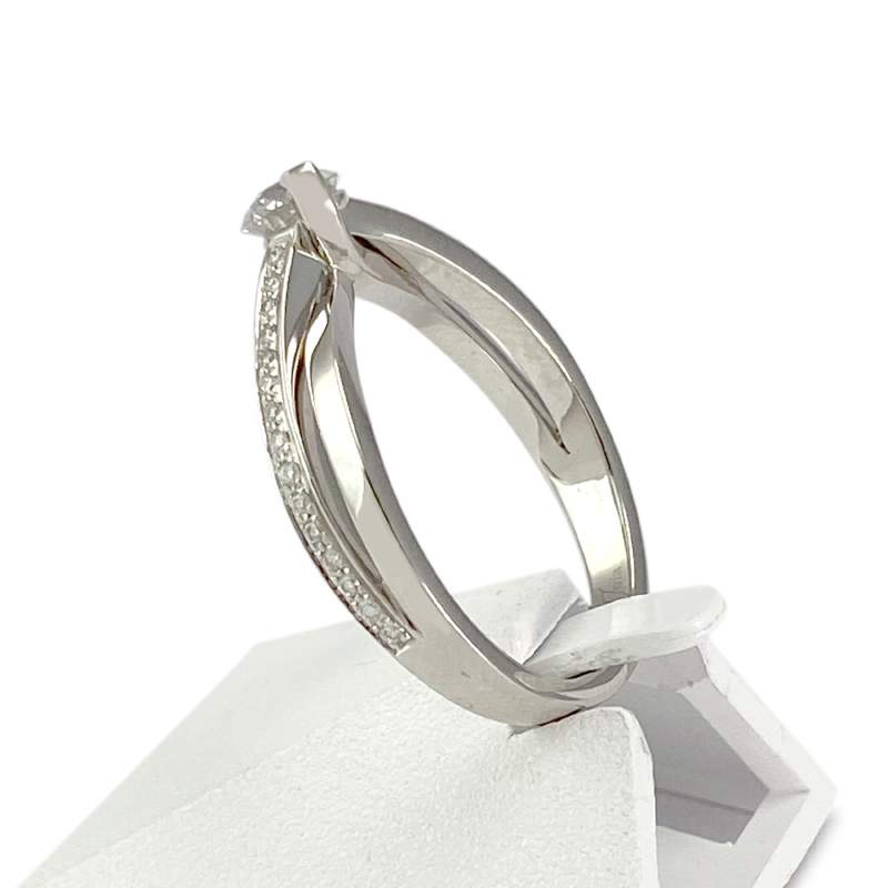 Bague d'occasion or 750 blanc diamants - vue 2
