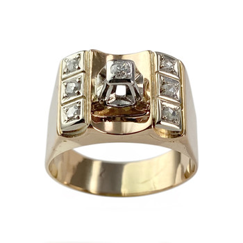 Pre-owned tank ring 750 yellow gold 2tons diamonds