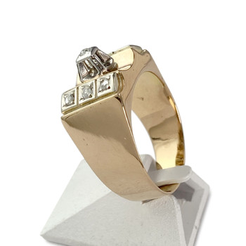 Pre-owned tank ring 750 yellow gold 2tons diamonds