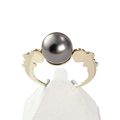 Tweedehands ring van 750 geelgoud met een Tahiti-parel van 9 mm - afbeelding 1