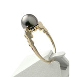 Tweedehands gouden ring 750 gele Tahitiparel 9 mm - bekijk 2