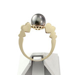 Tweedehands gouden ring 750 gele Tahitiparel 9 mm - bekijk 3