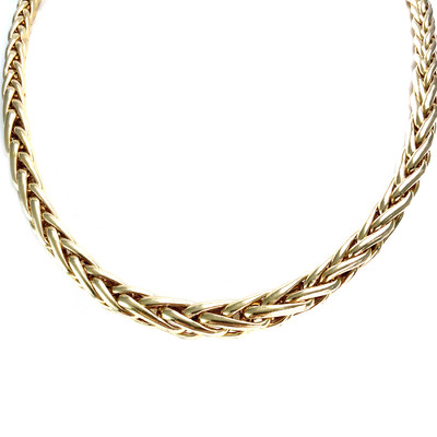 Tweedehands gouden collier 750 gele palmboom 45cm