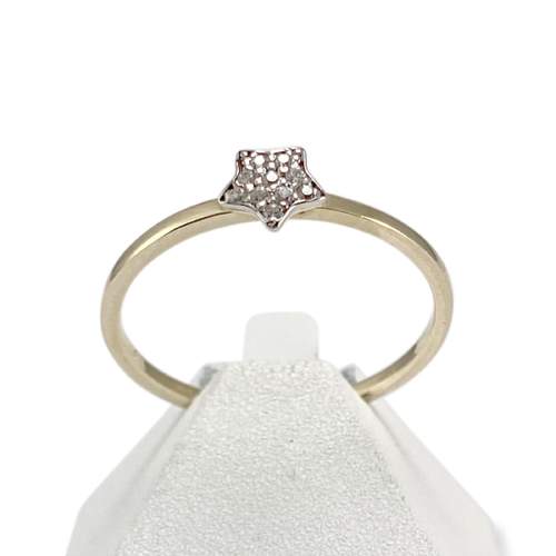Bague d'occasion or 375 jaune 2 tons jaune et rhodié zirconias blancs