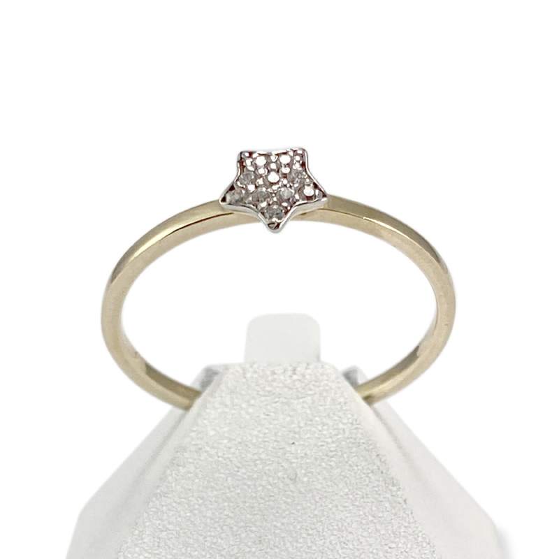 Bague d'occasion or 375 jaune 2 tons jaune et rhodié zirconias blancs - vue 1