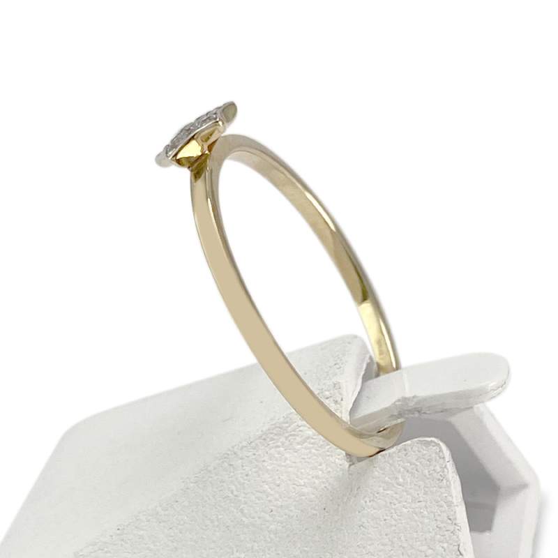 Bague d'occasion or 375 jaune 2 tons jaune et rhodié zirconias blancs - vue 2