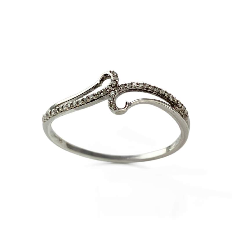 Bague d'occasion or 375 blanc diamants - vue 1