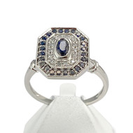 Bague d'occasion or 750 blanc saphirs et diamants