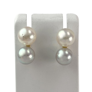 Second-hand earrings 750 yellow gold cultured pearls