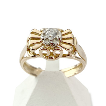 Bague d'occasion or 750 jaune et rhodié zirconia