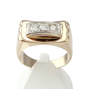 Bague d'occasion or 750 jaune et rhodié zirconias